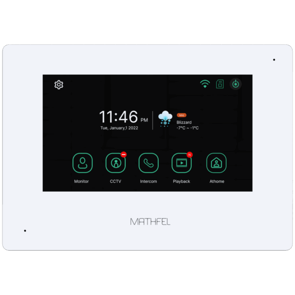 4 Draht 7 Zoll Monitor Full HD Touchscreen in Weiß mit WLAN Schnittstelle als Erweiterung