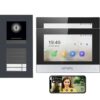 Mathfel LAN IP Video Türsprechanlage Full HD 170 Grad Kamera Außenstation Anthrazit Unterputz 2 Familienhaus