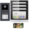Mathfel LAN IP Video Türsprechanlage IP65 170° Full HD Kamera Anthrazit Unterputz 4 Familienhaus