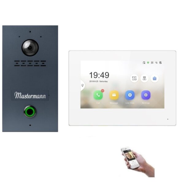 2 Draht IP Video Türsprechanlage 1-Familienhaus in Anthrazit mit einer personalisierten Gravur für Unterputz oder Aufputz Montage