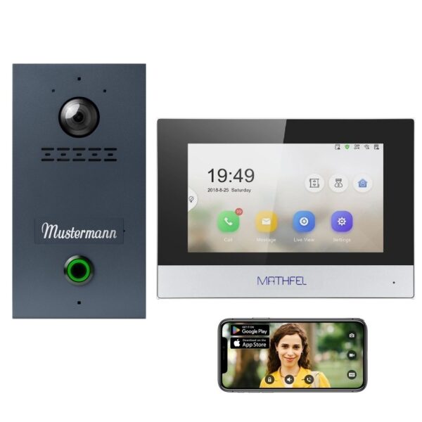 Mathfel IP Video Türsprechanlage | Anthrazit | mit personalisierter Gravur | für Unterputz oder Aufputz Montage | 1-Familienhaus