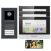 Mathfel LAN IP Video Türsprechanlage IP65 170° HD Kamera Edelstahl Anthrazit 3×7“ Touchscreen Monitore 3 Familienhaus