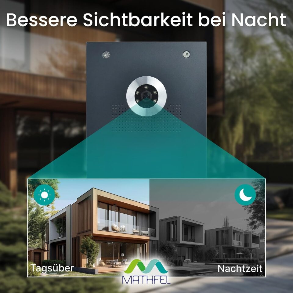 2-Draht IP Videotürsprechanlage | Full-HD 170° Kamera | Human-Bewegungsmelder | WLAN-Monitor… – Ansicht 9