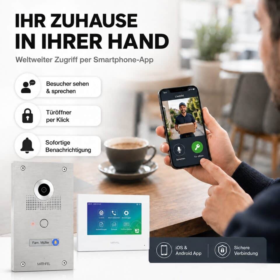 2-Draht IP Videotürsprechanlage | Fingerprint | Full-HD 170° Kamera | Human-Bewegungsmelder |… – Ansicht 7