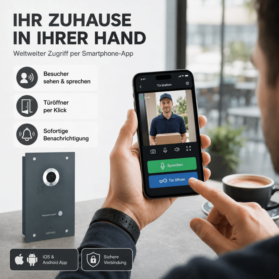 2-Draht IP Videotürsprechanlage | Full-HD 170° Kamera | Human-Bewegungsmelder | WLAN-Monitor… – Ansicht 8