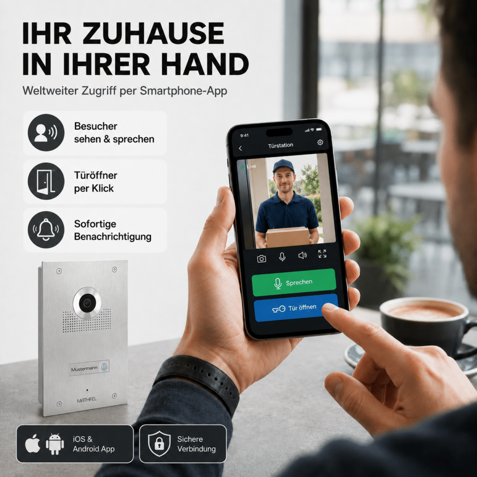 2-Draht IP Videotürsprechanlage | Full-HD 170° Kamera | Human-Bewegungsmelder | WLAN-Monitor… – Ansicht 9